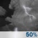 Sunday Night: A chance of showers and thunderstorms before 8pm, then a chance of showers and thunderstorms. Mostly cloudy, with a low around 66. Chance of precipitation is 50%. Sunday Night: Chance Showers And Thunderstorms